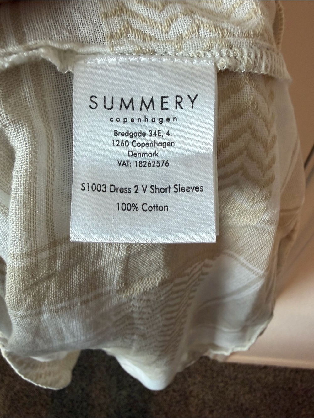 Summery Copenhagen NWT Gathered 100% Cotton-Jacquard Mini Dress in Beige - Picture 5 of 8